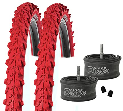2 x Reifen MTB 20/24/26 Zoll Fahrradreifen Fahrradmantel 50-406/507/559 (20/24/26x1.95) inkl. Black Dingo Schläuche AV