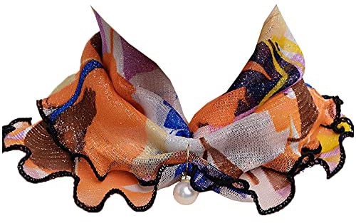 KABELIF Loopschal für Damen Mädchen Weicher Schlauchschal mit Perle Loop Schal Tuch Rundschal Halstücher Multifunktionstuch Stirnband Armband (Orange)