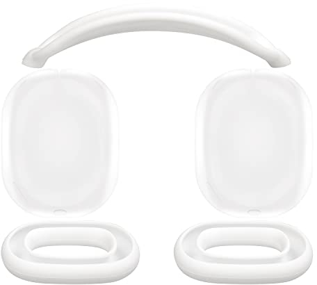 SOULWIT Silikon Ohrpolster Schutz Abdeckungen + TPU Schutzhülle Hülle Cover Case + Kopfband Stirnband Headband Abdeckung für Apple AirPods Max Kopfhörer, Zubehör für Apple AirPods Max