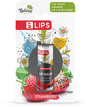 Accenta Handgjort läppbalsam MY LIPS i papperstub inkl presentask, Naturligt från accentra, Naturliga ingredienser med mandelolja, utan plast, Jordgubbsdoft