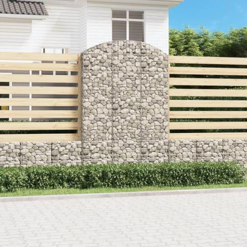 CIADAZ Gabione mit Hochbogen, Gabionenkörbe, Gabionen Hochbeet, Steinkorb, Gabionengitter, Drahtkorb Für Pflanzen, Kräuterspirale Für Garten, 150x50x220/240 cm Verzinktes Eisen