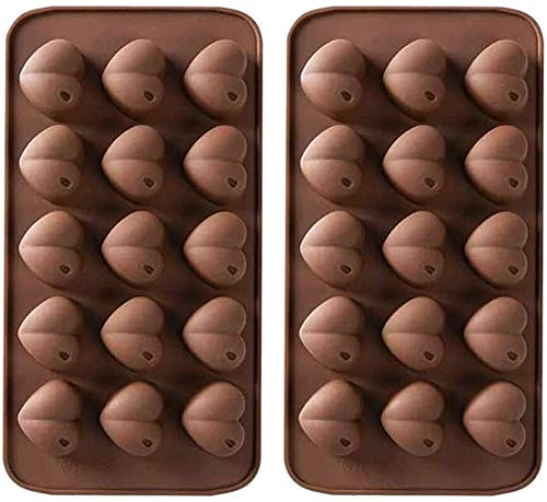 2PCS Heart Chocolate Mold Silicone Mold for Valentine Heart Shaped Candy Candy Non-Stick Ice Cube Tray Gummy Wax Melt Moulds