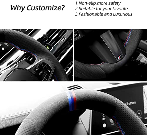MeOmo Gestrickte Lenkrad Hand Stitch Alcantara Lenkradbezug für BMW G20 G21 F40 F44 G22 G26 G30 G31 G32 G11-16 G01 G02 G05 G06 G07 G29 aus Kunstleder
