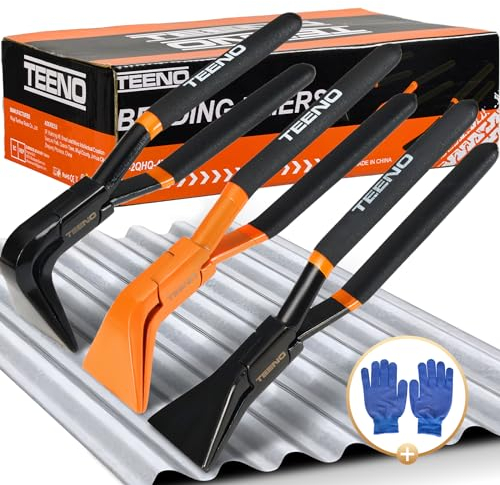 TEENO 3Tlg Abkantzange Biegezange Falzzange [0°], [45°] and [90°], Maulbreite 60mm, Blechbiegezange aus Kohlenstoffstahl, mit Handschuhe für Dachdecker Dekorateur Werkstatt und Heimwerker