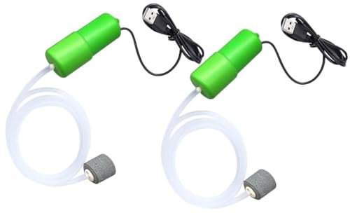 ENJOY-UNIQUE Aquarium Luftpumpe Mini USB Sauerstoffpumpe Aquarium Oxygen Pumpe Aquarium Zubehör Fisch Tank Sauerstoff Belüfter mit Luftstein, 2 Stück