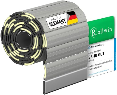 Rollwin ROLLADEN ALU Maxi 52 Grau Ungebohrte Endleiste Rolladenpanzer Aluminium Lamelle mit Rollladendämmung Rollladenfenster Rollladen DEUTSCHE Produktion zum Einbauen Hier Konfigurieren »»