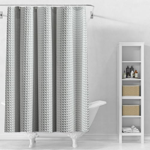 Stfery Duschvorhang Waffelmuster Weiss Shower Curtains 180X200 Bathroom Curtains Waterproof Duschvorhang Antischimmel