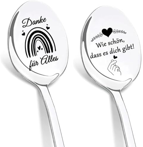 DIKARIYA Dankeschön Geschenk Löffel mit Gravur Wie schön, dass es dich gibt | Schön dass es dich gibt Kaffeelöffel mit Gravur Abschiedsgeschenk Kleine Dankeschön Geschenke für Frauen Kollegin Lehrerin
