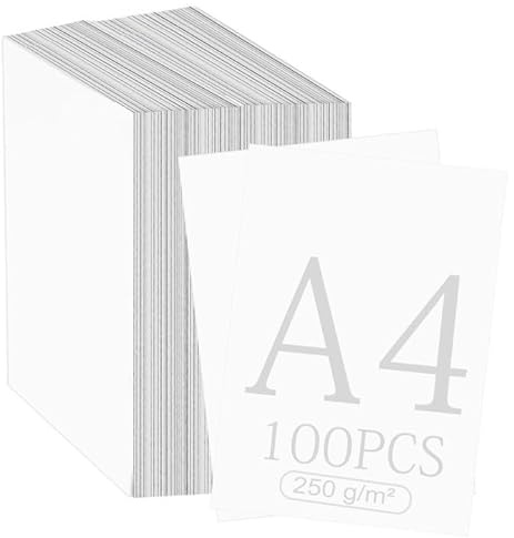 WANDGU 100 Blatt Weißes Kartonpapier A4: Dickes Druckerpapier a4 250 g/m², 21 x 29,7 cm Bastelkarte DIN A4 zum Basteln Malen Beschreiben Scrapbooking DIY-Bedarf Foto-Karton Tonzeichen-Karton