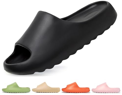Jesindr Cozy Slides Original Uomo Donna Ciabatte da Bagno Antiscivolo Ciabatte Morbide Nuvole Schlappi Scarpe Nuvolose Unisex Gomma Cloud Slippers Estate Beach Slide Sandali Nero 46 EU