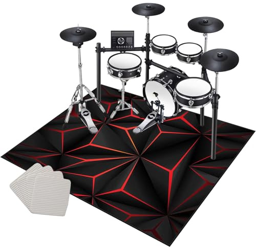Drum Teppich Schlagzeug Teppich 160 x 140 cm rutschfeste Trommel Teppiche Schlagzeugteppich Schallschutzdecke Schlagzeugmatte Elektronisches Jazz Schlagzeug Kit für Bass Snare Drum Schlagzeug Matte
