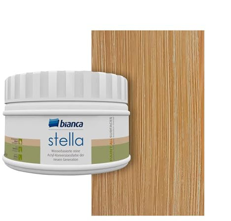 Bianca Stella Vernice per mobili premium effetto legno per cucina, Noce, Lucido, 250ml, per mobili da cucina a base acquosa, effetto legno per tutte le superfici, per rinnovamento di top da cucina