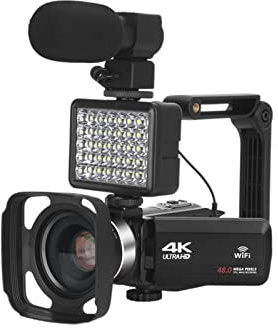 Cámara de vídeo Videocámara Videocámara profesional de cámaras de video, ultra Hd Videocámara con micrófono Vlogging Vlogging Wifi 16x Registradora de zoom digital Cámara de vlogueo multifuncional(64G