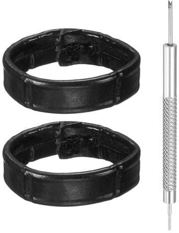 QUARKZMAN Correa de piel para reloj de pulsera, correa de repuesto, soporte para pulsera, anillos