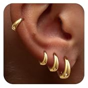 Tewiky Creolen Ohrringe für Damen,14K Gold kleine Huggie Ohrringe Set | 14k Vergoldete Stapelbare Creolen,Hautfreundlich für Mehrfachpiercings,Leicht,Alltagsschmuck Stilvolles Geschenk für Frauen