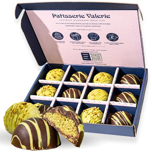 Patisserie Valerie Dubai Chocolate Bites - 12 Pack - Velvety Pistachio Chocolate Shell Generously Filled With a Smooth Pistachio and Kunafa-infused Cream Centre. - Letterbox Gift