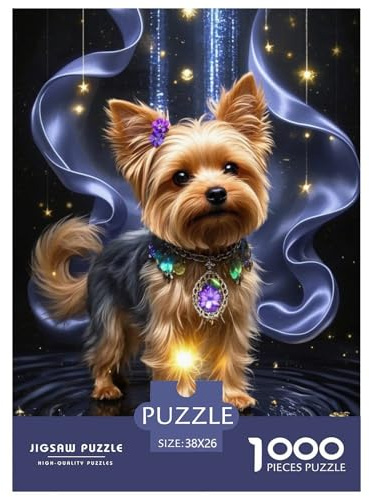 Yorkshire Terrier Jigsaw Puzzles Puzzles for Adults Kids. 1000 Piece Whimsical Challenge Toy Educational Game Home Decoration for Adults& Kids Age 14 Years Up 38x26cm/1000pcs