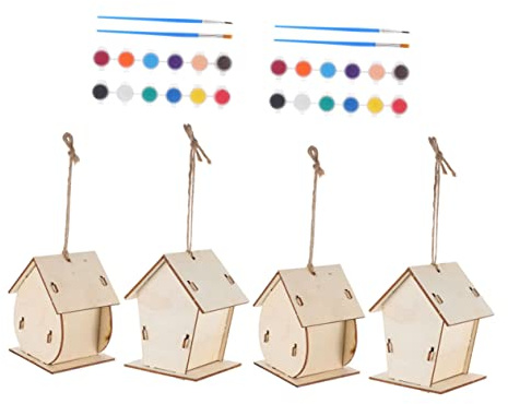 Vaguelly Holz Vogelhaus Diy Zum Bemalen Für Junge Mädchen Als Vogelkäfig Hängend Vogelhaus Basteln Aus Naturmaterial Für Heimdekoration
