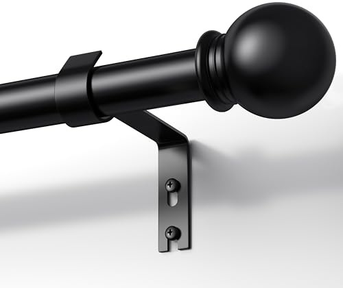 TRAROD Gardinenstange Schwarz 81-238cm 2 Stück, Vorhangstange Schwarz 16 mm Durchmesser, Metall Gardinenstange mit Kugelkopf Enden für Schlafzimmer, Wohnzimmer und Küchen, Schwarz Matt
