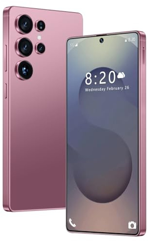 ULUCAN Smartphone S25 Ultra avec Stylet intégré, Batterie Grande capacité 8 000 mAh, 16 Go 1 to, Appareil Photo 72 px 108 px, Snapdragon 8gen3 (10 cœurs), Android 14.0,Rose Gold-1TB