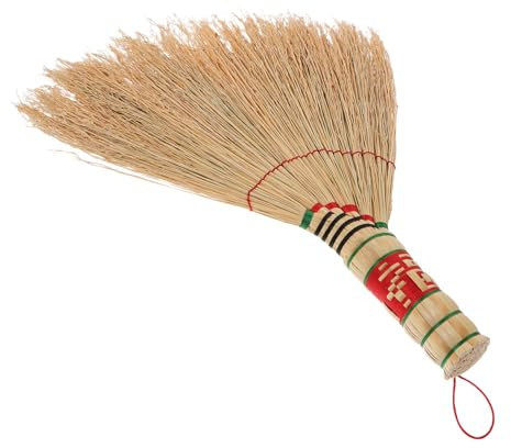 Healifty Balai à Main Portable Paille de Riz Naturel Petit Balai Artisanal pour Poussière Nettoyage Précis de Lits Canapés et Bureaux Design Vintage Compact et