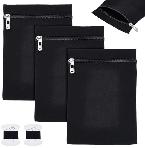 PLIGREAT 3 Stück Eingenähte Seitentasche Mit Reißverschluss Innentaschen Für Mäntel Versteckte Geldbörse Eingenähte Taschen Für Kleidung Mäntel Sweatshirts Jacken Kapuzenpullover Schwarz