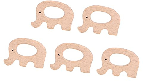Pssopp Beißring aus Holz, Elefanten-Baby-Beißring, Kauspielzeug aus Naturholz, Schmerzlinderung für Kleinkinder, Ideal für Kinderwagen und Kinderbetten (Elefant)