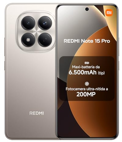 XIAOMI Redmi Note 15 Pro Smartphone (12+512 GB) – Handy mit Android, 6500-mAh-Akku, 200-MP-Kamera, IP65-Wasserschutz, 6,77 FHD+ AMOLED-Display, Titanium, 2 Jahre Garantie