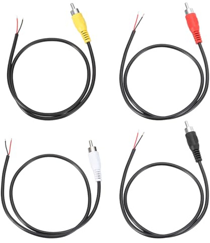 sourcing map 1.6FT RCA to Bare Wire Speaker Cable, 22AWG Replacement RCA Male Plug to Open End Pigtail Audio Cable Connector Adapter for Amplifier, Home Audio Speakers