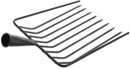 BAZEITFLOW Testa Forca da Giardino in Acciaio Resistente 10 Denti per Diserbo e Letame, Utensile Manuale Leggero e Facile da Pulire, Accessorio per Attrezzi Giardinaggio Multifunzione,