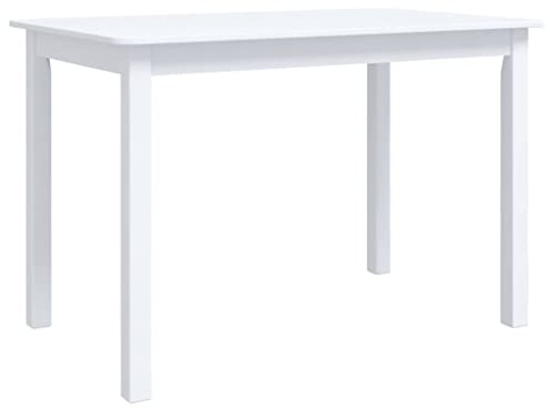 Holekex Esstisch Weiß Massivholz Gummibaum 114x71x75 cm Küchentisch Esszimmertisch Kleiner Tisch Esszimmer mit Stabiler MDF Tischplatte und polierter Oberfläche für einfache Reinigung