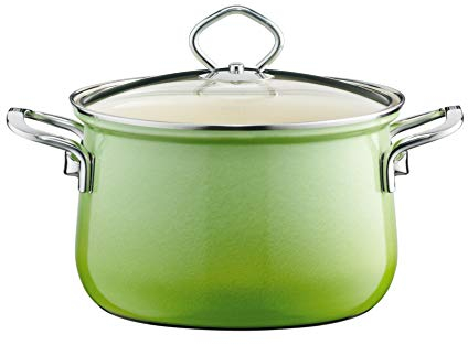 Riess, 0659-036, pentola per carne con coperchio in vetro, NOUVELLE, SMARAGD, diametro 24 cm, altezza 22,5 cm, capacità 6 litri, smaltata