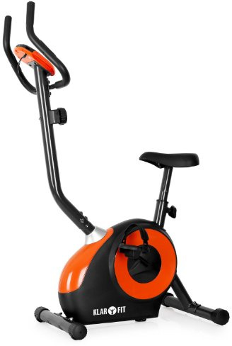 Klarfit Mobi FX 250 exercise bike and endurance trainer ergometer (incl. heart rate monitor, training computer, up to max.110 kg, TV/GS Safety certified), black/orange.