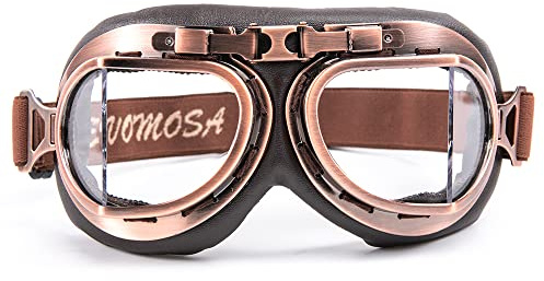 evomosa Motorbike Vintage Goggles Motorcycle Cruiser Scooter Goggle Bike Racer Cruiser Touring Goggles (Copper, Clear)