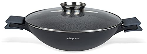 Tognana Ambiziosa Wok 2 Manici 32cm con Coperchio Aroma e Presine in silicone
