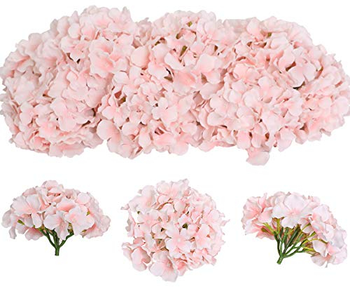 Tifuly 12Pcs Artificial Hydrangeas, Realistic Silk Hydrangeas Flower Heads with Stems Fake Flowers for Wedding Bridal Bouquets, Home Office Party Decor, Floral Arrangements, Centerpiece(White Pink)