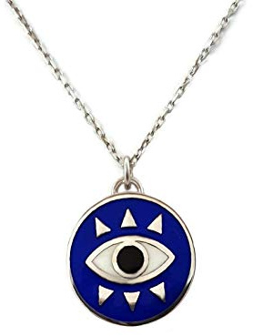 MYSTIC JEWELS by Dalia - Collar Redondo de Ojo Para buene Suerte - Plata de Ley 925 Esmaltada en color azul (Plata 925)