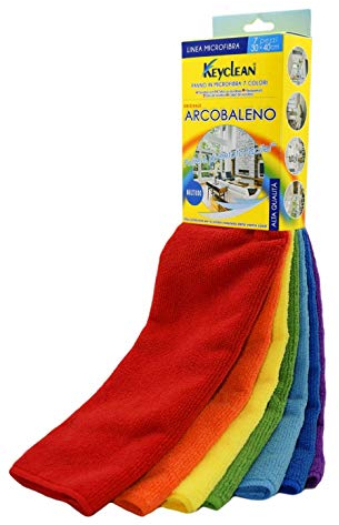 Keyclean Strofinacci da Cucina 7 Panni in Microfibra Multiuso 30x40cm-7 Pezzi di Strofinacci Multicolor Arcobalen per la Pulizia Completa della Vostra Casa