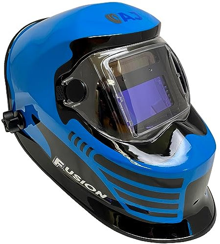 Autojack Welding Helmet Mask Blue Auto Darkening & Solor Powered True Colour & Grinding Switch 4 Din Fast Switching 1/25,000th Second