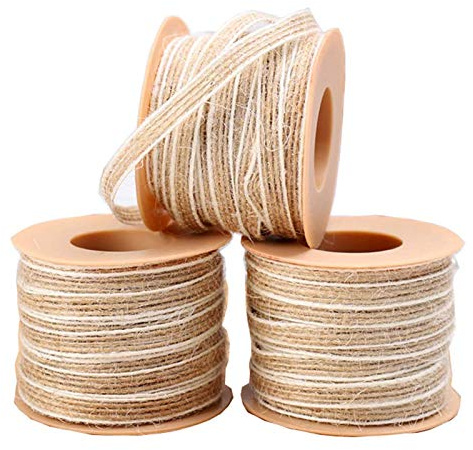 3 Rollen Sackleinen, Vintage Geschenkbänder, Natürliche Fischseide und Leinen Gewebte Bänder, Können für Party Craft Dekoration, DIY Crafts Verwendet Werden