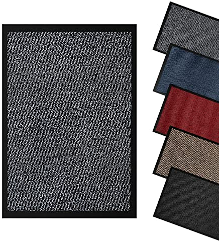 Domats - Dirt Trapper Door Mat for Indoor & Outdoor - Non Slip Mat with Rubber Backed - Washable Rug Mats for Floor & Carpet - Entrance Doormat for Home, Kitchen, Office & Garden (40 x 60 cm || Grey)