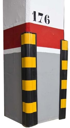 PARKING FACIL | Protector de Esquina de Goma | para Aparcamientos y Almacenes | Color: Negro y Amarillo | Tamaño: 80 x 10 x 10 cm | Incluye Tornillería | 1 Unidad