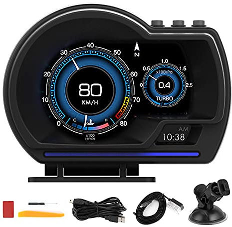 Multi-Data Heads Up Display Head Up Display OBD2+GPS Smart Gauge Bil HUD Hastighetsmätare Turbo RPM Larm för Bil Lastbil