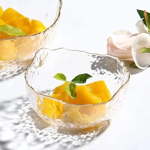 Eden & Willow E&W Wavy Gold Edge Glass Serving Bowls, Dishes for Salad, Fruits and Desserts (1, Small)