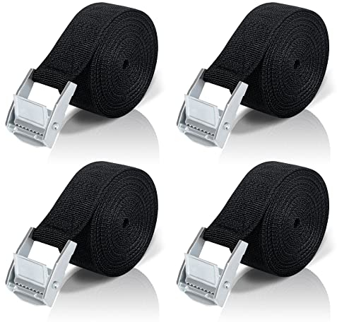 SOMLAW 5M Cinghie di Fissaggio a Cricchetto, 4 Pezzi Cinghia di Ancoraggio Tensione Professionali Camma a Sgancio Rapido Cinghie a Cricchetto Bici Camion Moto Rimorchi per Bagagli per Auto Pacchetti