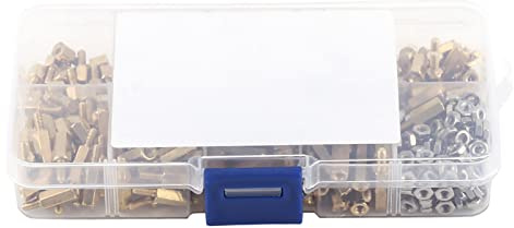 Edelstahl Schraubenset mit Sechskantmuttern M2.5, Messing Abstandshalter 360-teilig in Kunststoffbox, Schrauben Set für Montage und Reparatur