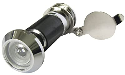 GRUNDMANN 104171 Türspion Türdrücker 14mm, Linse 170 Grad weitwinkel, ÖNORM Türbeschlag, Messing verchromt, feuerhemmend, Silber