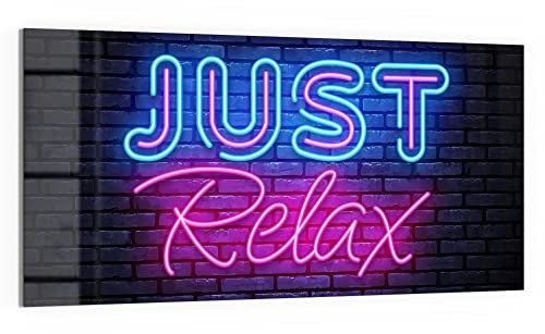 DEQORI Glas-Magnettafel | 100x50 cm groß | Motiv Spruch im Neon-Design | Memo-Board aus Glas | Magnetboard inkl. Magnete, Stift & Tuch für Küche & Büro | Tafel magnetisch & beschreibbar