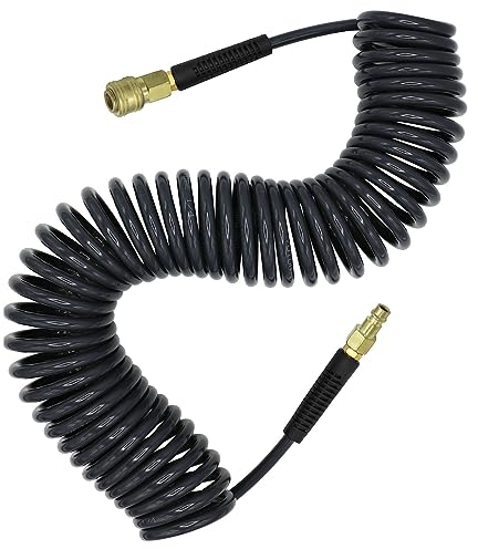 YOTOO Tubo per aria compressa in poliuretano, lunghezza 10 m, 6 mm, ID X 11 mm, con connettori a sgancio rapido della Germania, limitatore di piegatura, grigio