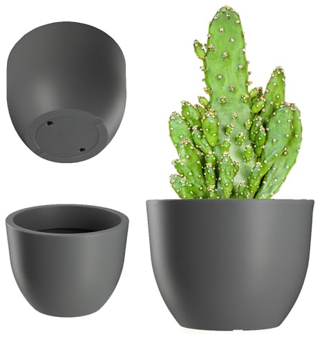 KADAX Blumentopf, rundes Pflanzgefäß aus Kunststoff, Pflanztopf für Innen- und Außenbereich, Übertopf in 3 Farbvarianten, Topf für Garten, Balkon (Grau 30cm)